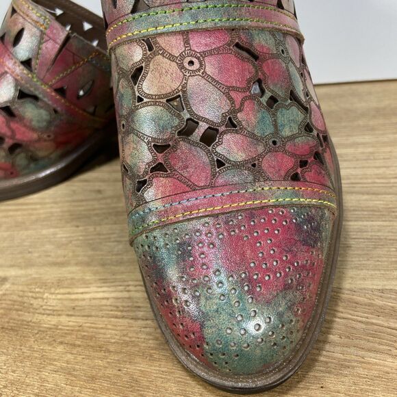 Spring Step L'Artiste Shoes Womens Size 36 Floral Cut Out Slip On Mules Colorful - Picture 2 of 12
